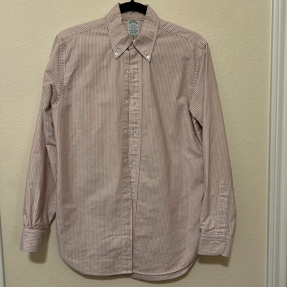 Brooks Brothers 15-33 USA OCBD Red Uni Stripe